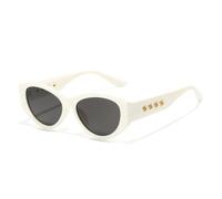 QGGNMGT Gafas de sol estilo ojo de gato para mujer, estilo casual, protección UV400, ideales para viajes (blanco y gris).