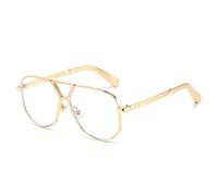 QGGNMGT Gafas de sol extragrandes para hombre, doble haz, protección UV400, montura metálica, ideales para la playa y vacaciones (dorado transparente).