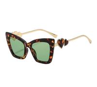 QGGNMGT Gafas de sol modernas de metal con diseño de ojo de gato para mujer, de lujo, para hombre, para exteriores, verano, viajes, UV400 (dorado y verde)
