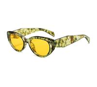 QGGNMGT Gafas de sol ojo de gato para mujer, lentes degradadas color océano, protección UV400, estilo retro (Flor verde-Amarillo)
