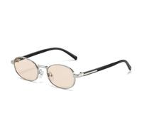 QGGNMGT Gafas de sol ovaladas de moda para hombre, con degradado, estilo punk, con protección UV400 (champán plateado)