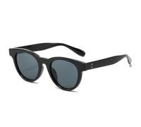 QGGNMGT Gafas de sol ovaladas retro para mujer, de moda, con protección UV400, con remaches de tendencia para hombre (negro y gris)