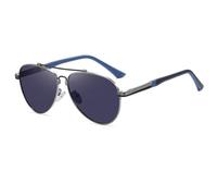 QGGNMGT Gafas de sol para hombre y mujer, con protección UV400, montura metálica, para conducir, acampar y ciclismo (azul, gris)