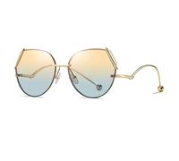 QGGNMGT Gafas de sol para mujer, con protección UV400, montura metálica antideslizante, para camping y fiestas (dorado, amarillo y verde)