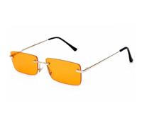 QGGNMGT Gafas de sol pequeñas sin montura, de moda, rectangulares, amarillas y naranjas, para hombre y mujer, protección UV400 (naranja-amarillo).