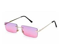 QGGNMGT Gafas de sol pequeñas sin montura, de moda, rectangulares, amarillas y naranjas, para hombre y mujer, protección UV400 (dorado-morado-rosa).