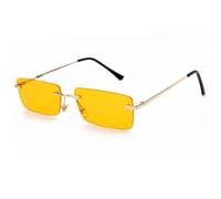 QGGNMGT Gafas de sol pequeñas sin montura, rectangulares, de moda, color amarillo anaranjado, para hombre y mujer, protección UV400 (amarillo dorado).