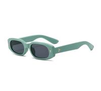 QGGNMGT Gafas de sol rectangulares pequeñas de moda para mujer, estilo retro, color caramelo, con protección UV400, remaches punk de tendencia para hombre (verde grisáceo)