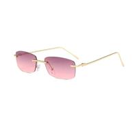 QGGNMGT Gafas de sol rectangulares pequeñas sin montura para mujer, estilo vintage, con cristales transparentes, con degradado UV400 (morado degradado)