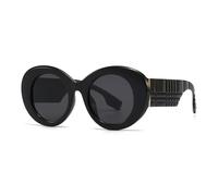 QGGNMGT Gafas de sol redondas extragrandes, estilo punk con rayas de colores caramelo, populares entre la moda femenina y masculina, protección UV400, retro (Negro-Negro)