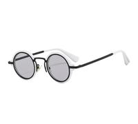 QGGNMGT Gafas de sol redondas y pequeñas para hombre y mujer, estilo punk, estilo retro, con degradado transparente, UV400, tendencia (blanco y gris claro).