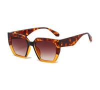 QGGNMGT Gafas de sol retro con diseño de ojo de gato y polígono en contraste para mujer, con degradado transparente, UV400 y montura de leopardo (leopardo naranja y té).