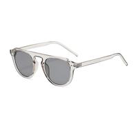 QGGNMGT Gafas de sol retro con remaches para hombre, moda en tonos verde oscuro, UV400, tendencia para mujer (gris claro)