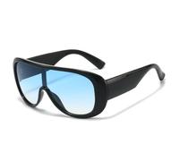 QGGNMGT Gafas de sol unisex de una sola pieza de gran tamaño con protección UV400, gafas de sol de moda (7044Black DoubleBlue)
