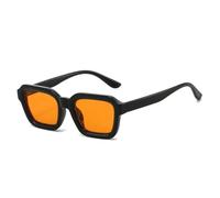 QGGNMGT Gafas de sol vintage con montura rectangular para hombre y mujer, estilo retro, de lujo, con protección UV400 (negro y naranja)