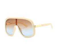 QGGNMGT Gafas de sol vintage de gran tamaño de una pieza con protección para mujer, gafas de sol grandes con degradado a la moda (beige)