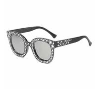 QGGNMGT Gafas de sol vintage de lujo con personalidad para mujer, estilo punk clásico, de viaje, con protección UV400 (negro y plateado).