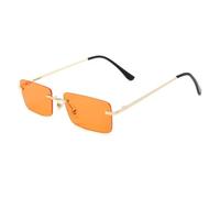 QGGNMGT Gafas de sol vintage rectangulares sin montura de metal para mujer, a la moda, con cristales transparentes tipo océano, UV400 (naranja)