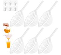 QGGTQG 6 coladores finos de cocina ultrafinos 400/300/200/120/100/80, malla de nailon, colador fino con asa, colador de pelo de cocina con 6 ganchos para filtro de embudo para leche de soja, leche de
