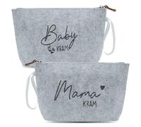 QGGTQG Geschenke für Mama zur Geburt 2 Stück Kosmetiktasche aus Filz mit Reißverschluss Mama Kram Kosmetiktasche Geschenke für Mama Kosmetiktasche Bag für Schwangerde Mama, gris claro, moderno