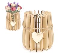 QGGTQG Juego de jarrones de madera para manualidades, 20 x 16 cm, jarrón de flores para ramo de flores, rompecabezas de madera, juego de construcción para flores de bloques de construcción, flores