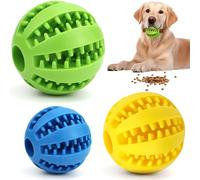 QGGTQG Pelota de juguete para perros, juguete inteligencia, 3 unidades, caucho natural, bola de aperitivo, antisarro, para cachorros, perros pequeños, aburrimiento, limpieza dental, entrenamiento de