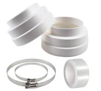 QGGTQG Reduzierverbinder Ø120 150 160mm 2 STK AbluftReduzierstück Reduzierverbinder Lüftungsung ABS Reduction Rohr mit 2 Edelstahl Schlauchschellen und 2 Rollen Aluminiumfolienband (A)