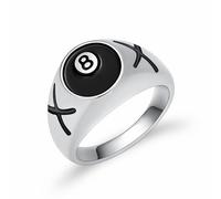 QGJNSGC Anillo de urna de 8 bolas para cenizas, bolas de billar, anillo de cremación, bolas conmemorativas, bolas de mesa de billar, bolas de la suerte, regalo de joyería para mujeres y hombres