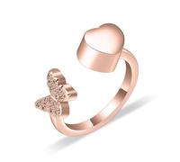 QGJNSGC Anillos de urna de mariposa para cenizas para mujer, anillo de cremación de corazón, para sostener cenizas de seres queridos, joyería conmemorativa, joyería de cremación, medallón de cenizas,