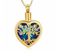 QGJNSGC Árbol de la Vida Urna Collares para cenizas Corazón Cremación Joyería Conmemorativo Recuerdos Joyería w/Funnel Filler Regalos para Mujeres Hombres