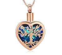 QGJNSGC Árbol de la Vida Urna Collares para cenizas Corazón Cremación Joyería Conmemorativo Recuerdos Joyería w/Funnel Filler Regalos para Mujeres Hombres