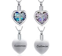 QGJNSGC Árbol de la Vida Urna Collares para cenizas Corazón Cremación Joyería Conmemorativo Recuerdos Joyería w/Funnel Filler Regalos para Mujeres Hombres