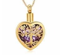 QGJNSGC Árbol de la Vida Urna Collares para cenizas Corazón Cremación Joyería Conmemorativo Recuerdos Joyería w/Funnel Filler Regalos para Mujeres Hombres