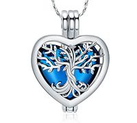 QGJNSGC Árbol de la Vida Urna Collares para Cenizas Forma de Corazón Cremación Joyería Memorial Keepsake Joyería Regalos para Mujeres Hombres Memorial Lockets Cenizas Titular de la mascota