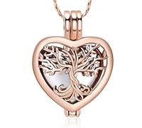 QGJNSGC Árbol de la Vida Urna Collares para Cenizas Forma de Corazón Cremación Joyería Memorial Keepsake Joyería Regalos para Mujeres Hombres Memorial Lockets Cenizas Titular de la mascota