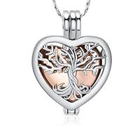 QGJNSGC Árbol de la Vida Urna Collares para Cenizas Forma de Corazón Cremación Joyería Memorial Keepsake Joyería Regalos para Mujeres Hombres Memorial Lockets Cenizas Titular de la mascota