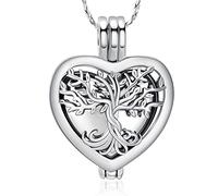 QGJNSGC Árbol de la Vida Urna Collares para Cenizas Forma de Corazón Cremación Joyería Memorial Keepsake Joyería Regalos para Mujeres Hombres Memorial Lockets Cenizas Titular de la mascota