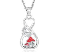 QGJNSGC Collar con urna de amor infinito, mariposa, hongo, joyería de cremación para mujeres y hombres, colgante conmemorativo de cenizas conmemorativas, recuerdo de la pérdida de seres queridos