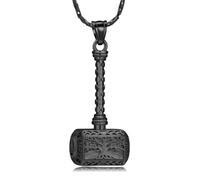 QGJNSGC Collar de urna de árbol de la vida con martillo de Thor vikingo para cenizas, colgante de recuerdo celta, joyería conmemorativa, colgante para cenizas para mujeres y hombres, Acero inoxidable