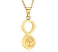 QGJNSGC Collar de urna de árbol de la vida para cenizas, joyería conmemorativa de cremación infinita, colgante para cenizas para mujeres y hombres, colgante de urna para cenizas, Acero inoxidable