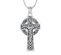 QGJNSGC Collar de urna de cruz para cenizas para hombre, nudo celta, joyería de cremación, collar de recuerdo, colgante conmemorativo de árbol de la vida para soporte de Ashe, Acero inoxidable, Sin