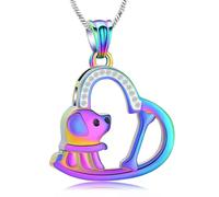 QGJNSGC Collar de urna de perro con corazón para cenizas de mascotas, huesos de mascotas, colgante de recuerdo de cremación, joyería conmemorativa, regalos para mujeres y cachorros perdidos, Acero