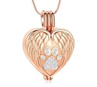 QGJNSGC Collar de urna para cenizas y mascotas, joyas para perros, gatos, patas, estampadas, medallones de corazón, urna de cremación, joyería de memoria, One Size, Acero inoxidable, Sin piedra