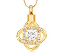 QGJNSGC Collares de urna de piedra natal de nudo de amor para cenizas, joyería de cremación, colgante para cenizas humanas, joyería conmemorativa de recuerdo para un ser querido, Acero inoxidable