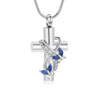 QGJNSGC Collares de urna para cenizas, joyería de cremación de mariposa para cenizas, cruz con mariposa de cristal, colgante conmemorativo de ceniza, joyería de recuerdo, regalos para la pérdida de un