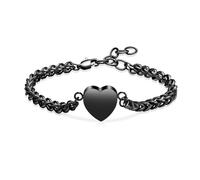 QGJNSGC Pulsera de cenizas con forma de corazón ajustable para mujeres y hombres, con urna, Große, Acero inoxidable, No es una piedra preciosa