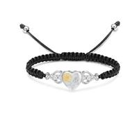 QGJNSGC Pulsera de cremación de corazón doble para cenizas para mujer, pulsera de urna de girasol de acero inoxidable, joyería conmemorativa, seres queridos, humanos, mascotas, funerales, regalo