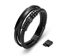 QGJNSGC Pulsera de cremación para cenizas de cuero, pulsera de cremación, pulseras de cenizas, recuerdo para mujeres y hombres, 20cm(7.87inch), Acero inoxidable, No es una piedra preciosa