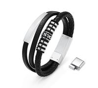 QGJNSGC Pulsera de cremación para cenizas de cuero, pulsera de cremación, pulseras de cenizas, recuerdo para mujeres y hombres, 18cm(7.09inch), Acero inoxidable, No es una piedra preciosa