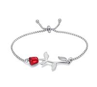 QGJNSGC Pulsera de urna de cremación de rosas para cenizas, pulsera conmemorativa de recuerdo para mujer, regalo de duelo por la pérdida del ser querido, Acero inoxidable, Sin piedra preciosa